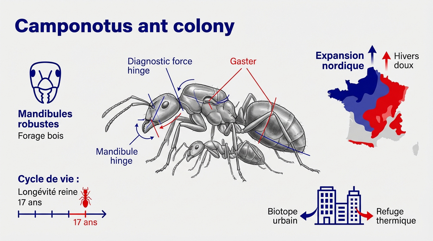 Analyse morphologique d'une fourmi charpentière Camponotus vagus