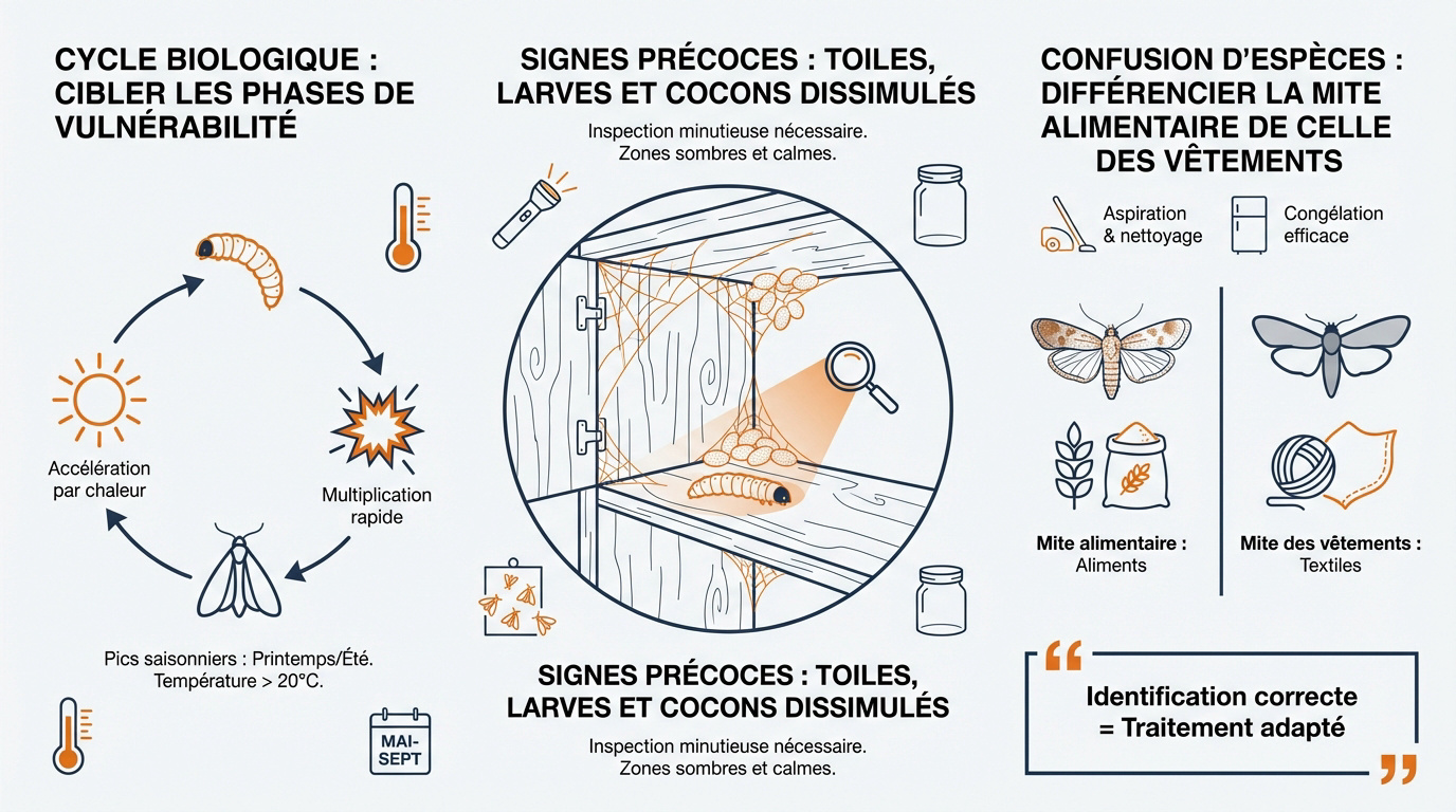 Inspection technique des denrées alimentaires pour détecter des larves de mites