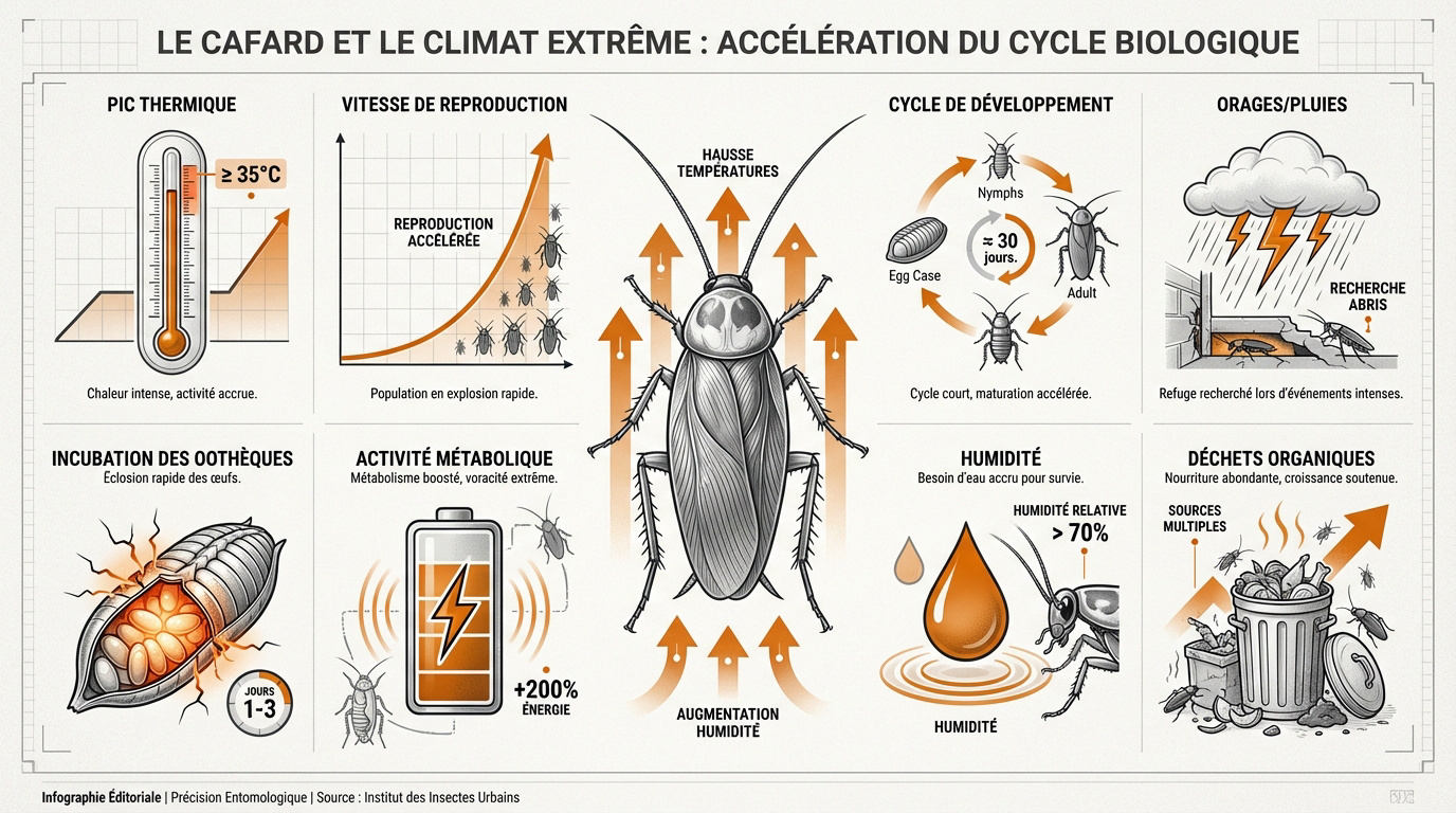 Accélération du cycle de reproduction des blattes sous l'effet de la chaleur estivale
