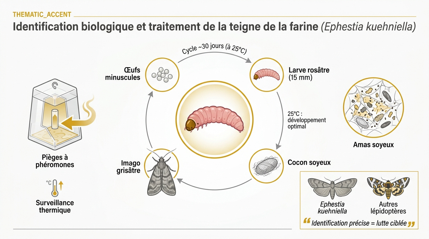 Cycle de vie de la teigne de la farine et méthodes de lutte biologique