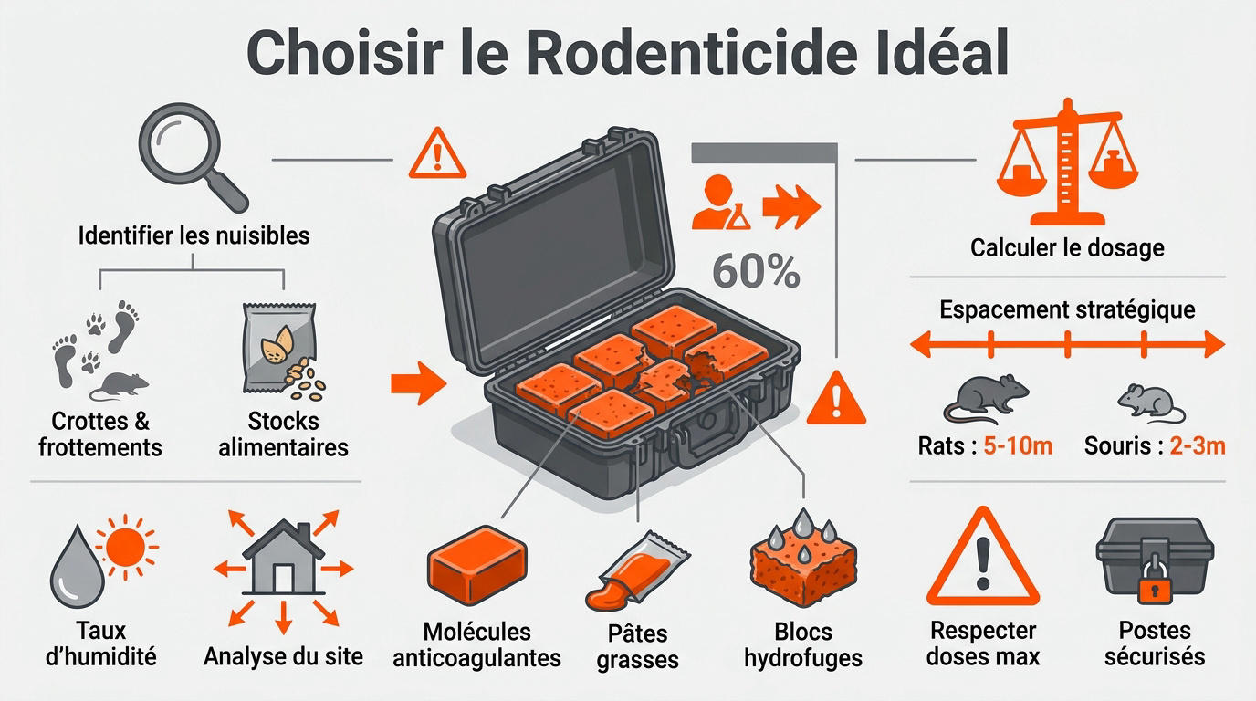 Infographie conseil pour choisir le rodenticide professionnel selon l'environnement