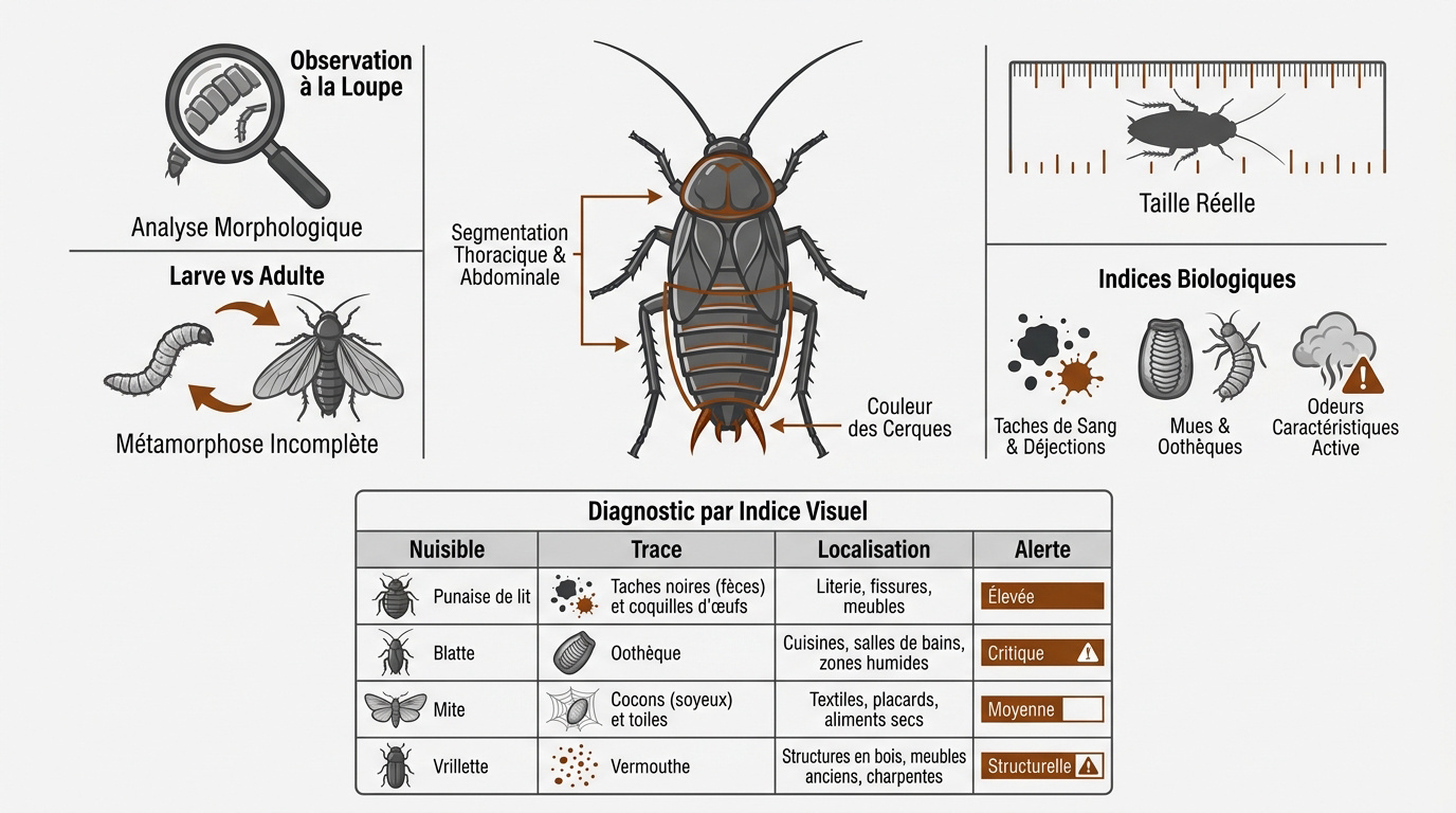 Examen technique d'un spécimen d'insecte pour diagnostic en appartement