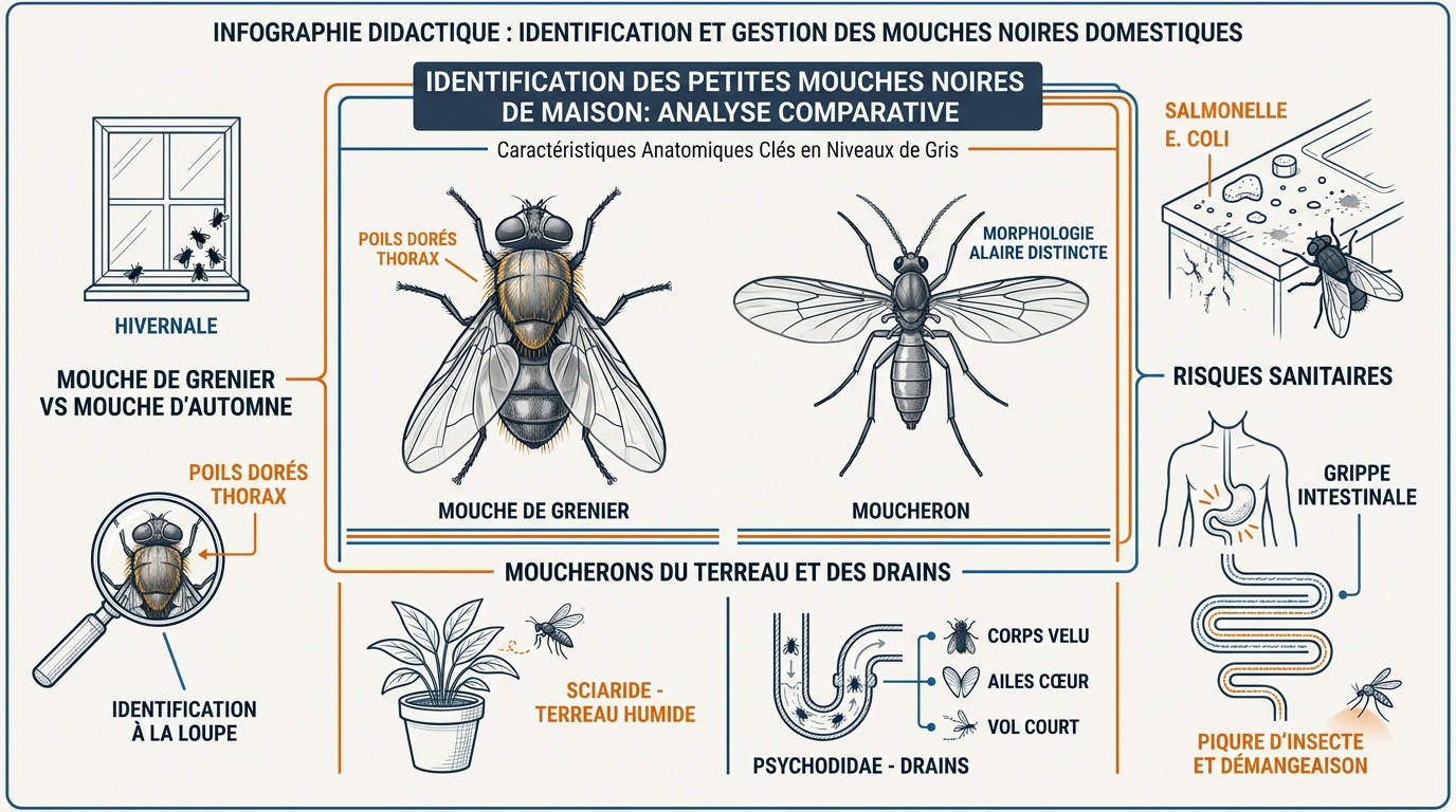 Identification visuelle des mouches noires domestiques et moucherons