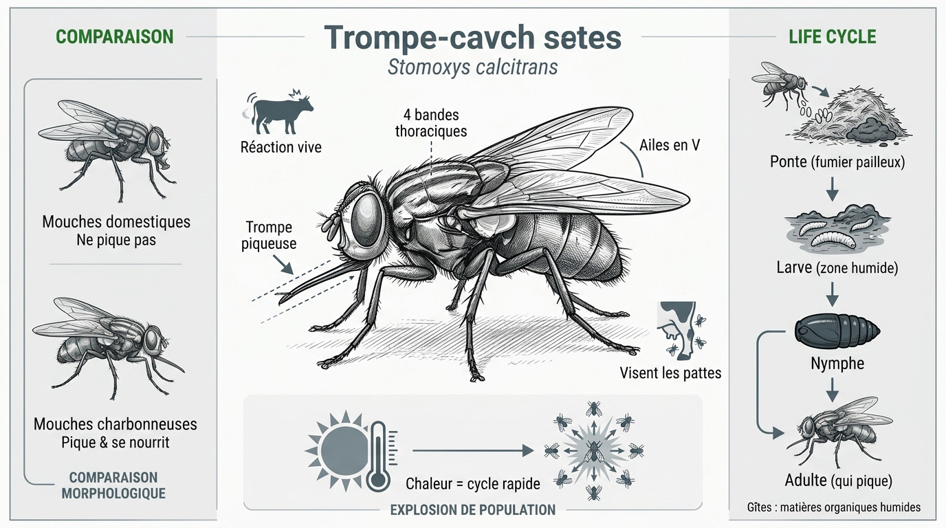 Identification morphologique de la mouche charbonneuse Stomoxys calcitrans et son cycle de vie